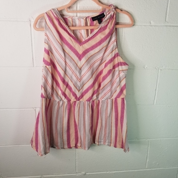 Lane Bryant striped linen blend sleeveless top - Picture 2 of 6